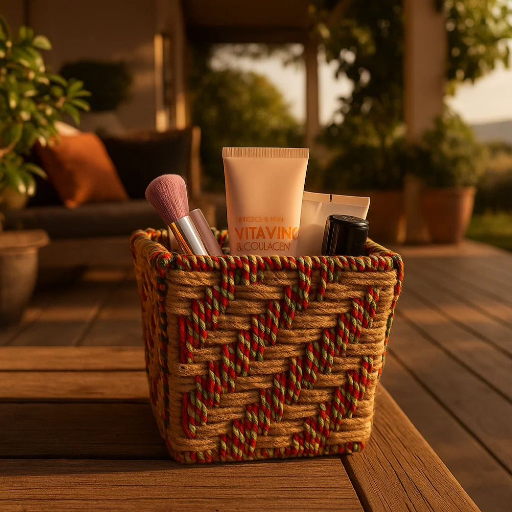 Boho Handwoven Twill Patterned Storage Basket