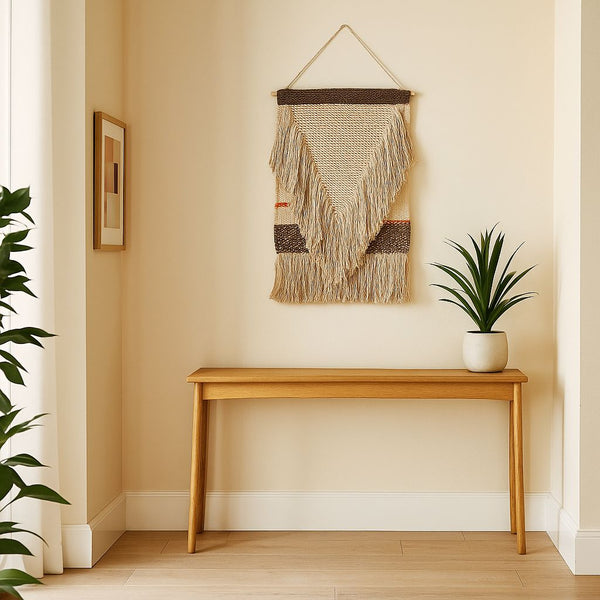 Natural Wool and Cotton Wall Hanging | Handwoven Boho Decor