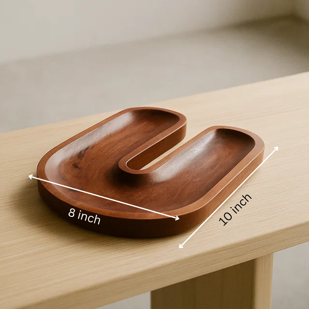 Hand Carved Magnet-Shaped Wooden Serving Platter