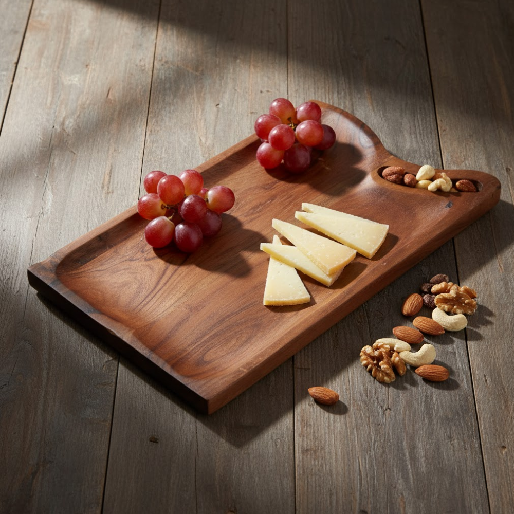 Handmade Acacia Snack Board – Hand Cut Wooden Snack Board