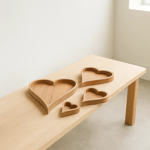 Heart Shaped Trays | Mango Wood Nesting Set of 4