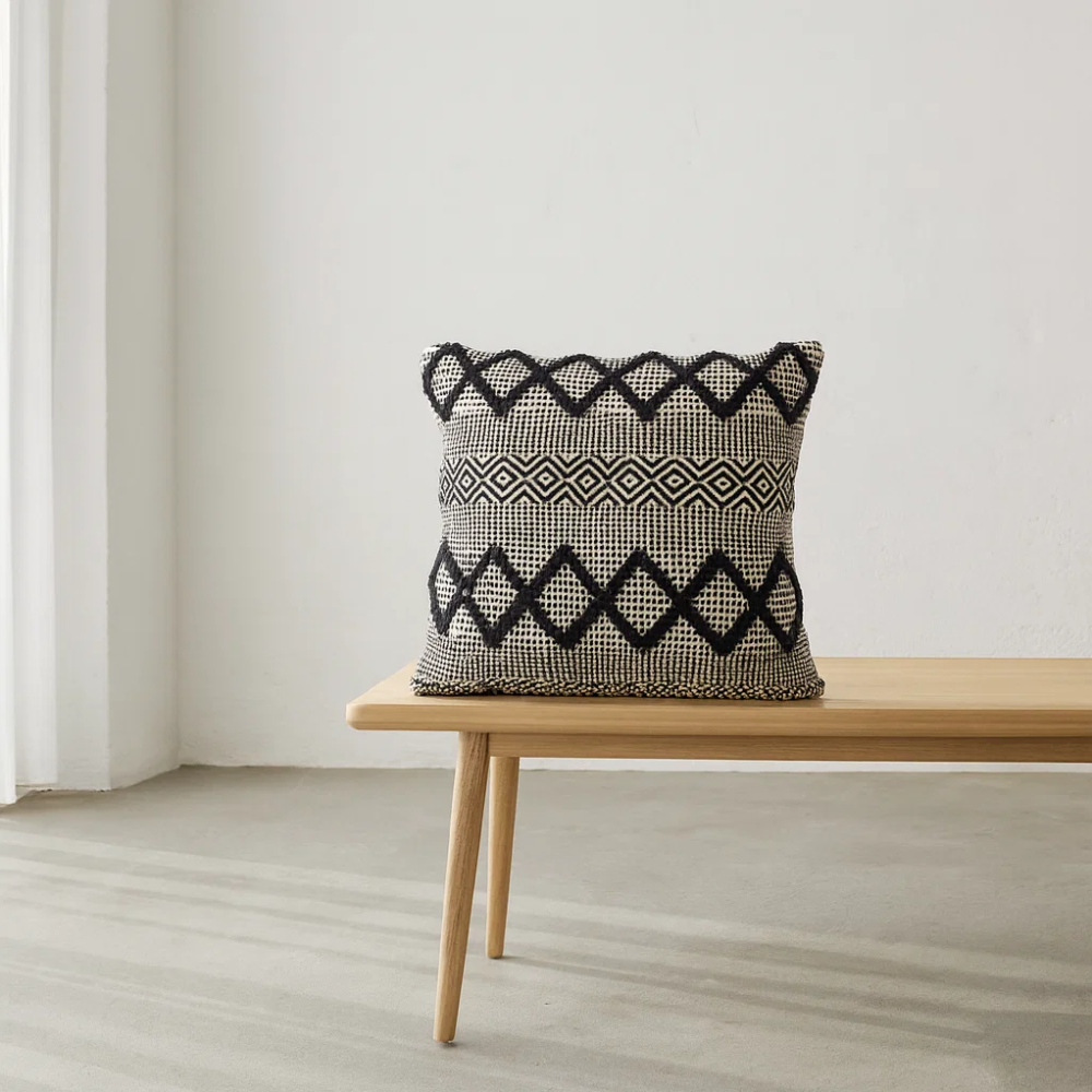 Diamond Monochrome Cushion Cover – Soft Cotton