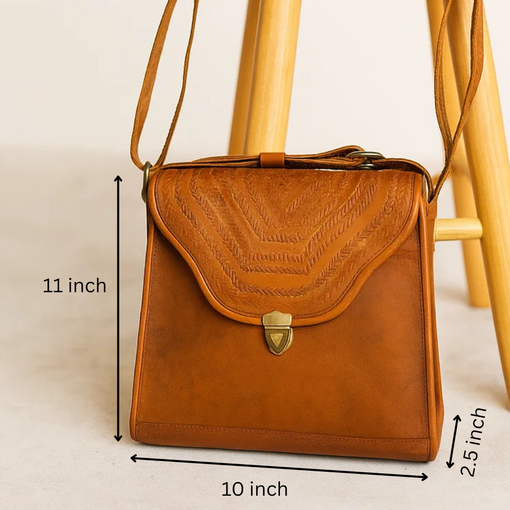 Punch Work Kutch Leather Sling Bag – Genuine Leather