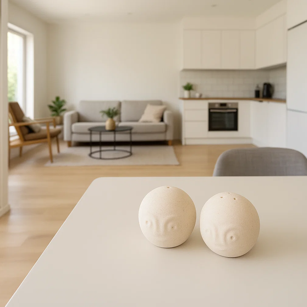 Figurative Salt & Pepper Shakers (Set of 2) – Handcrafted Ceramic Tableware with Artistic Motifs