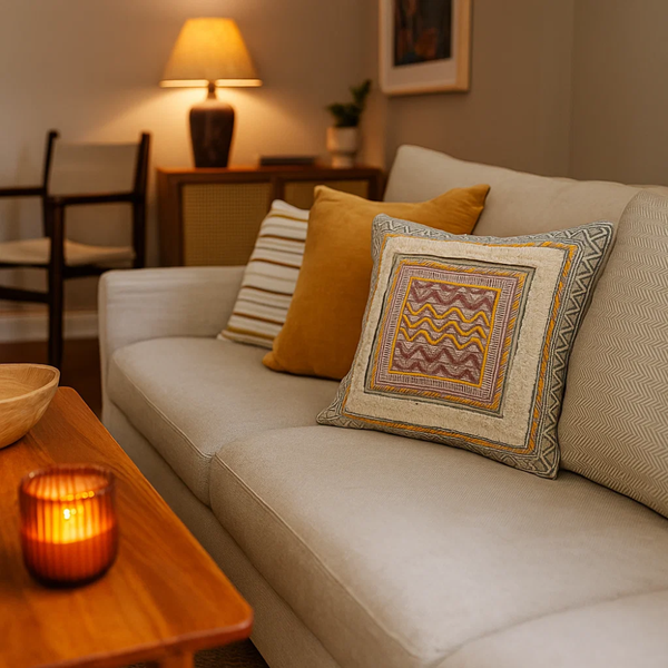 Hand Block Printed Cushion Cover | Cotton Geometric Boho Decor