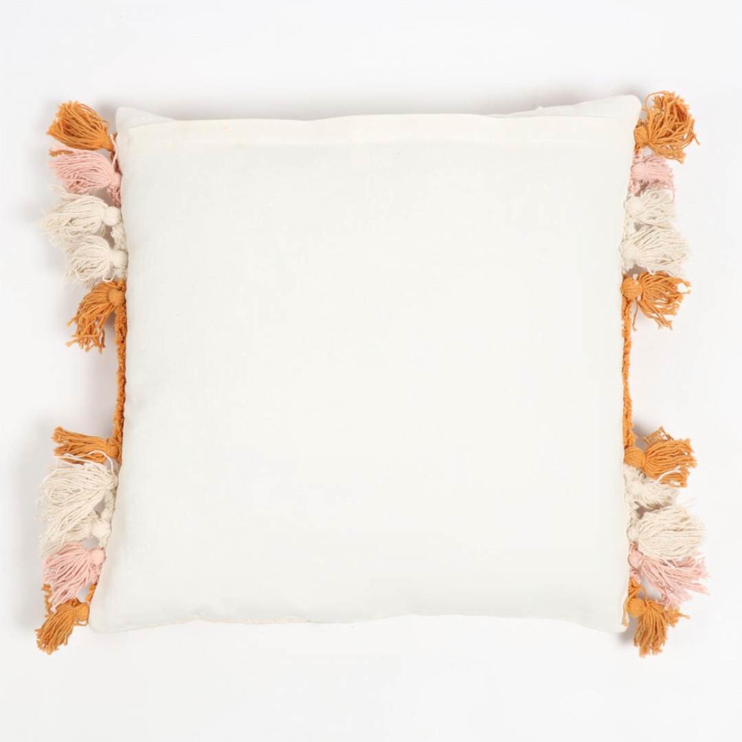 Rainbow Tufted Tasseled Cotton Cushion Cover – Handcrafted