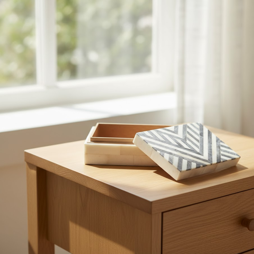 Art Deco Natural Bone & MDF – Trinket Box