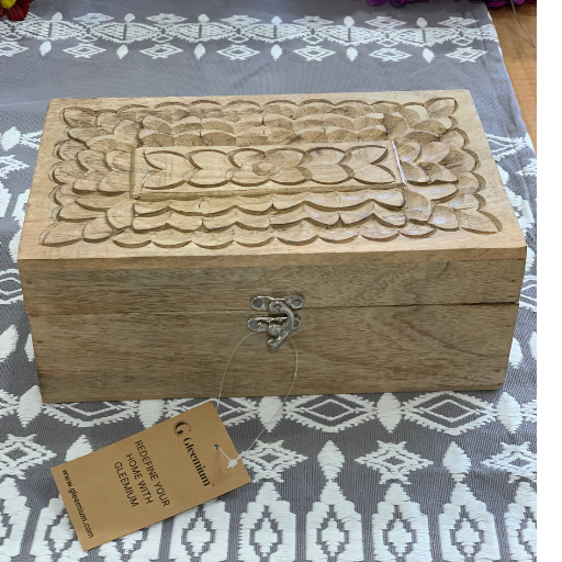 Hand Carved Wooden Keepsake Box – Eco-Friendly