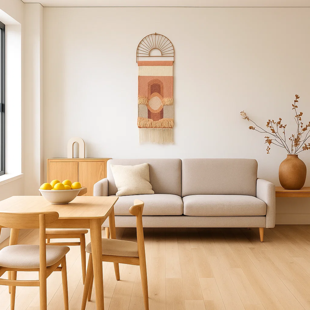 Pastel Wall Hanging with Fringes – Handwoven Cotton & Wool Boho Wall Art