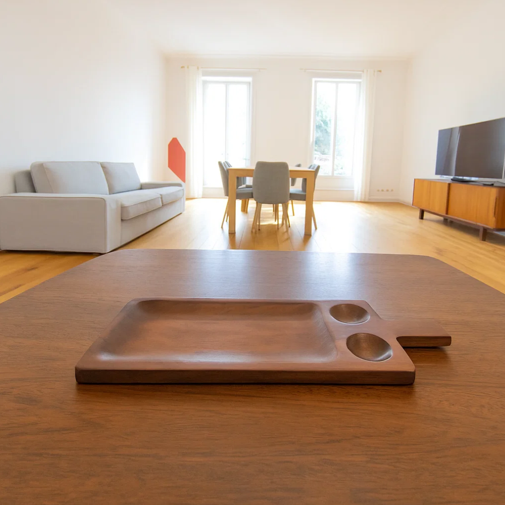 Wooden Chip & Dip Platter – Handmade Solid Wood Serving Tray & Cheeseboard