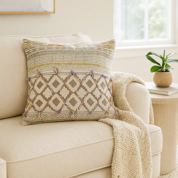 Maximal Geometric Cushion Cover | Block Printed Cotton Boho Decor