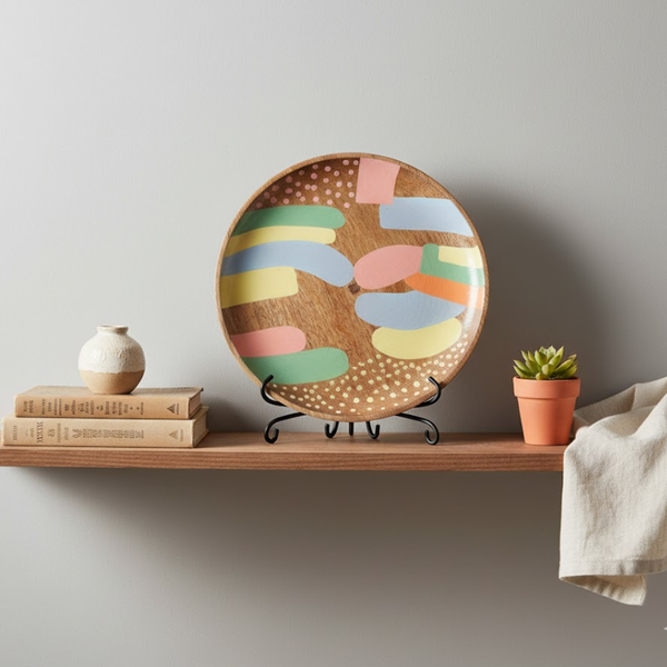 Abstract Wood Plate | Mango Wood Decorative | Gleemium