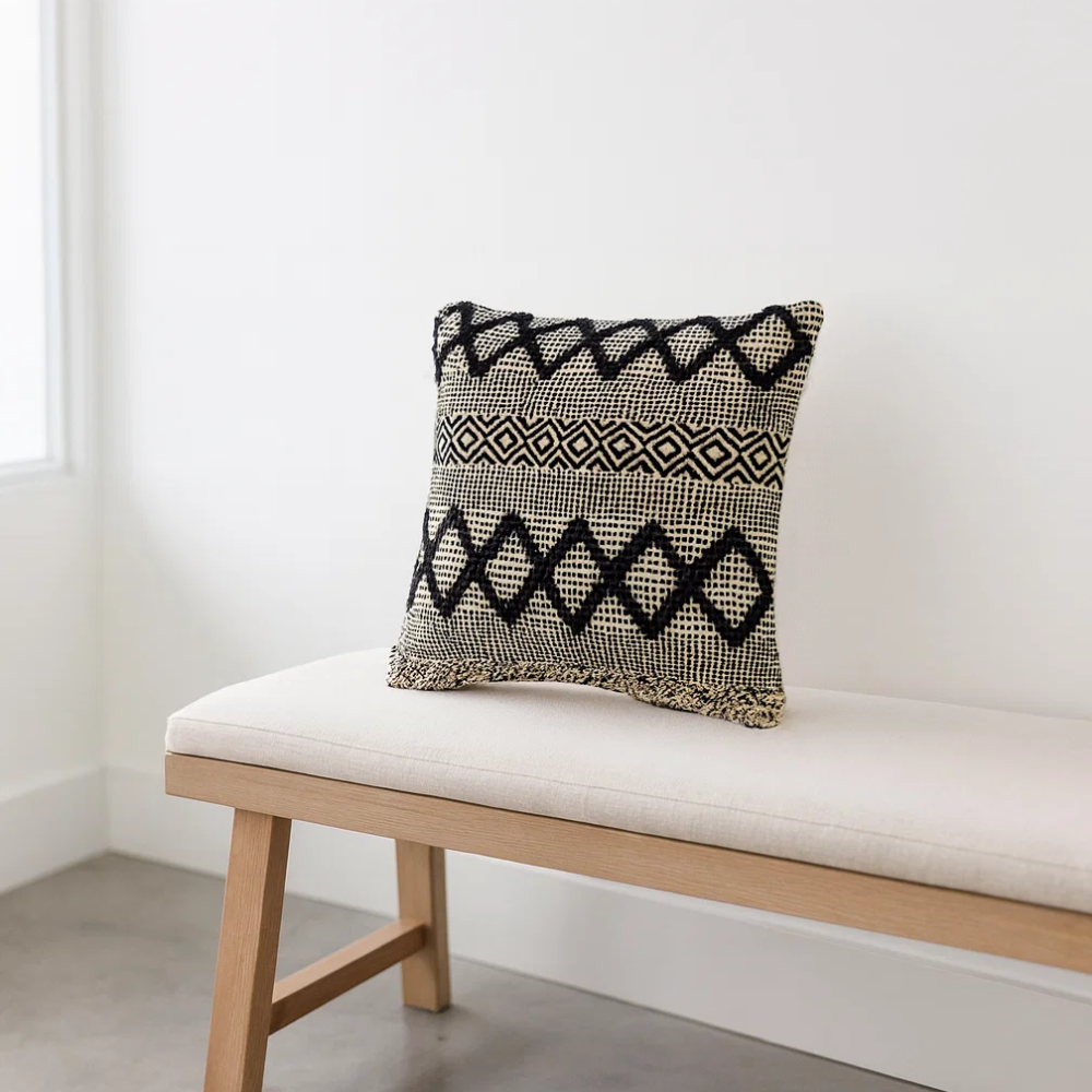 Diamond Monochrome Cushion Cover – Soft Cotton