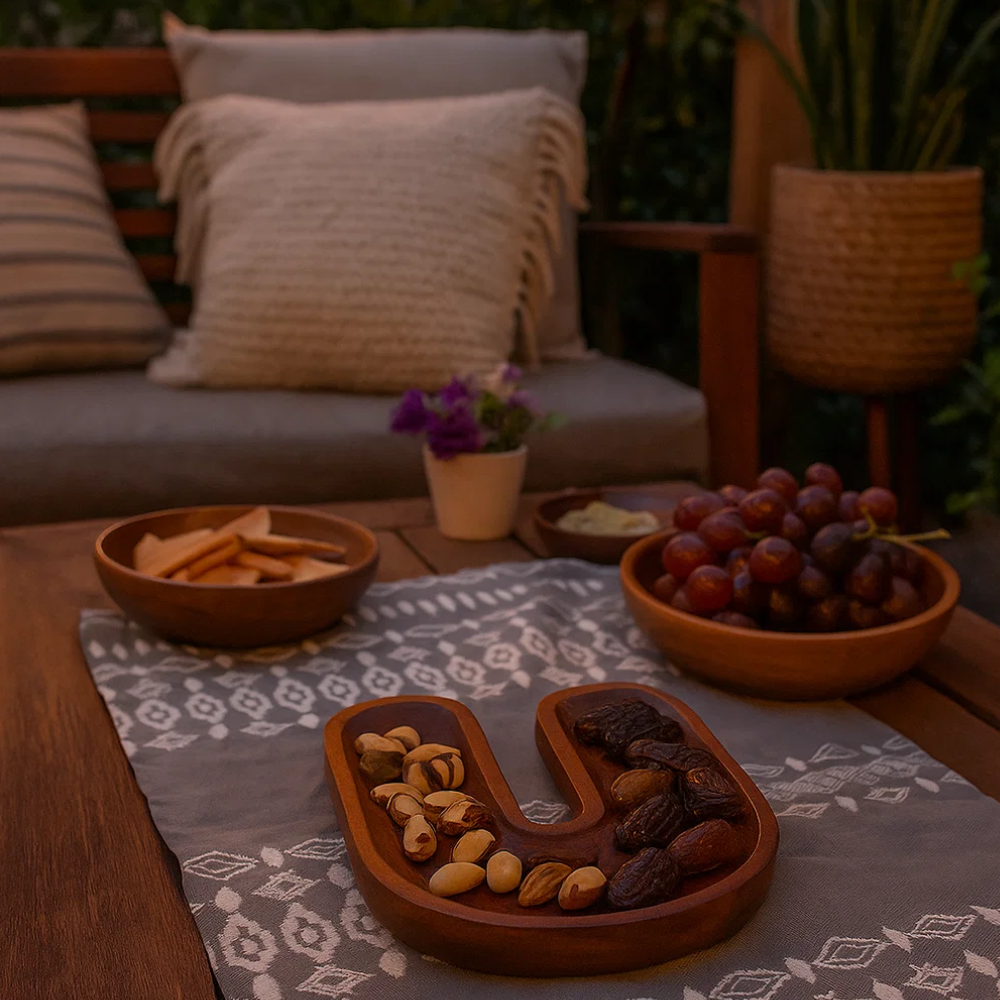 Hand Carved Magnet-Shaped Wooden Serving Platter