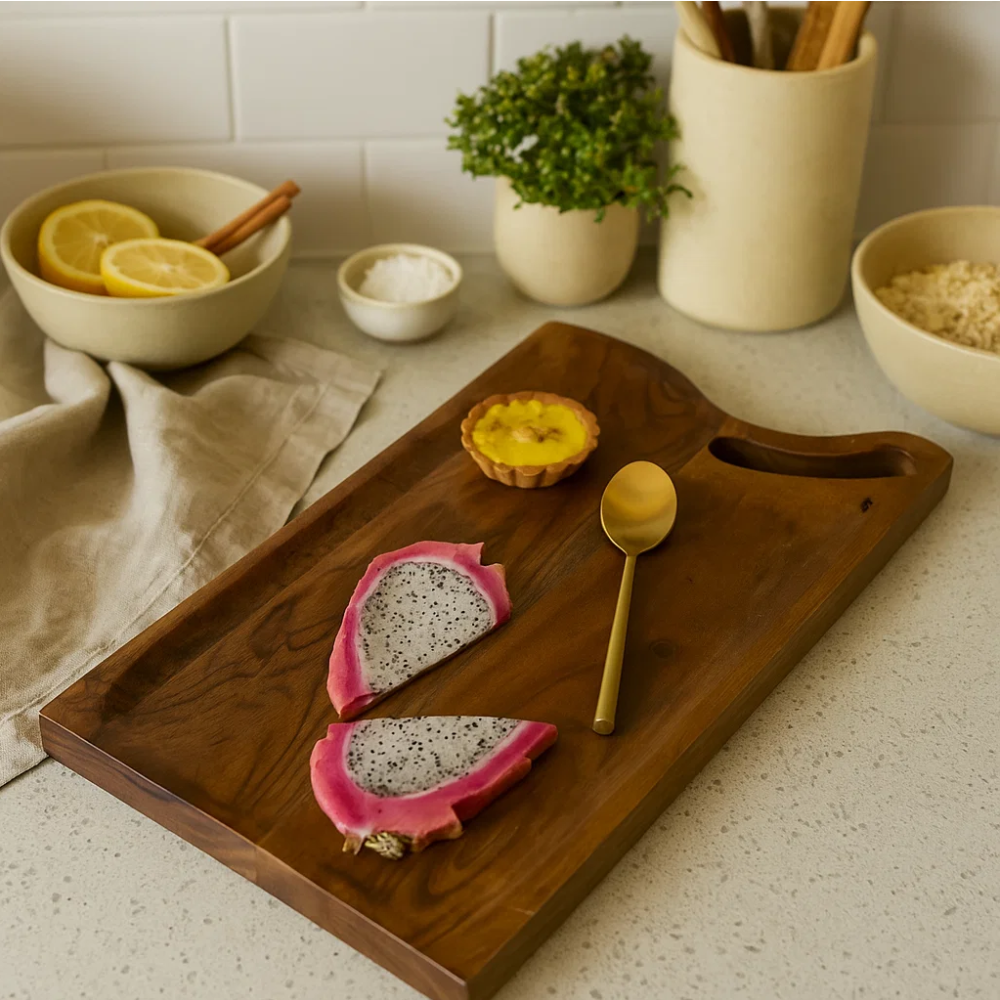 Handmade Acacia Snack Board – Hand Cut Wooden Snack Board