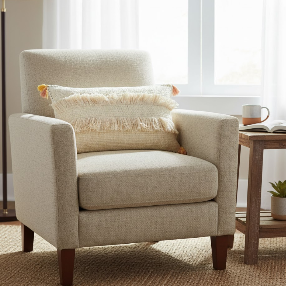 Handwoven Fringed Lumbar Cotton Cushion Cover – Artisan Decorative Sofa Cushion Cover