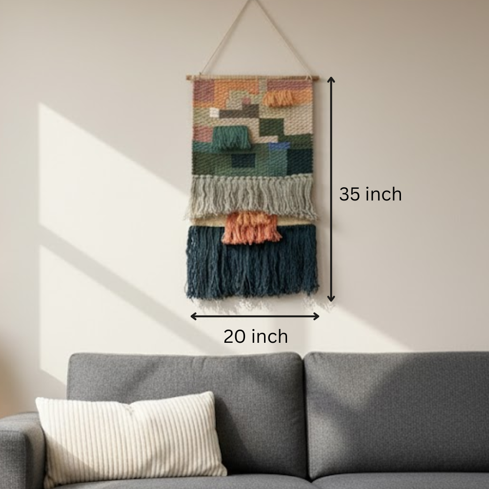 Fringed Wool Wall Hanging – Handwoven Boho Textile Decor Online store