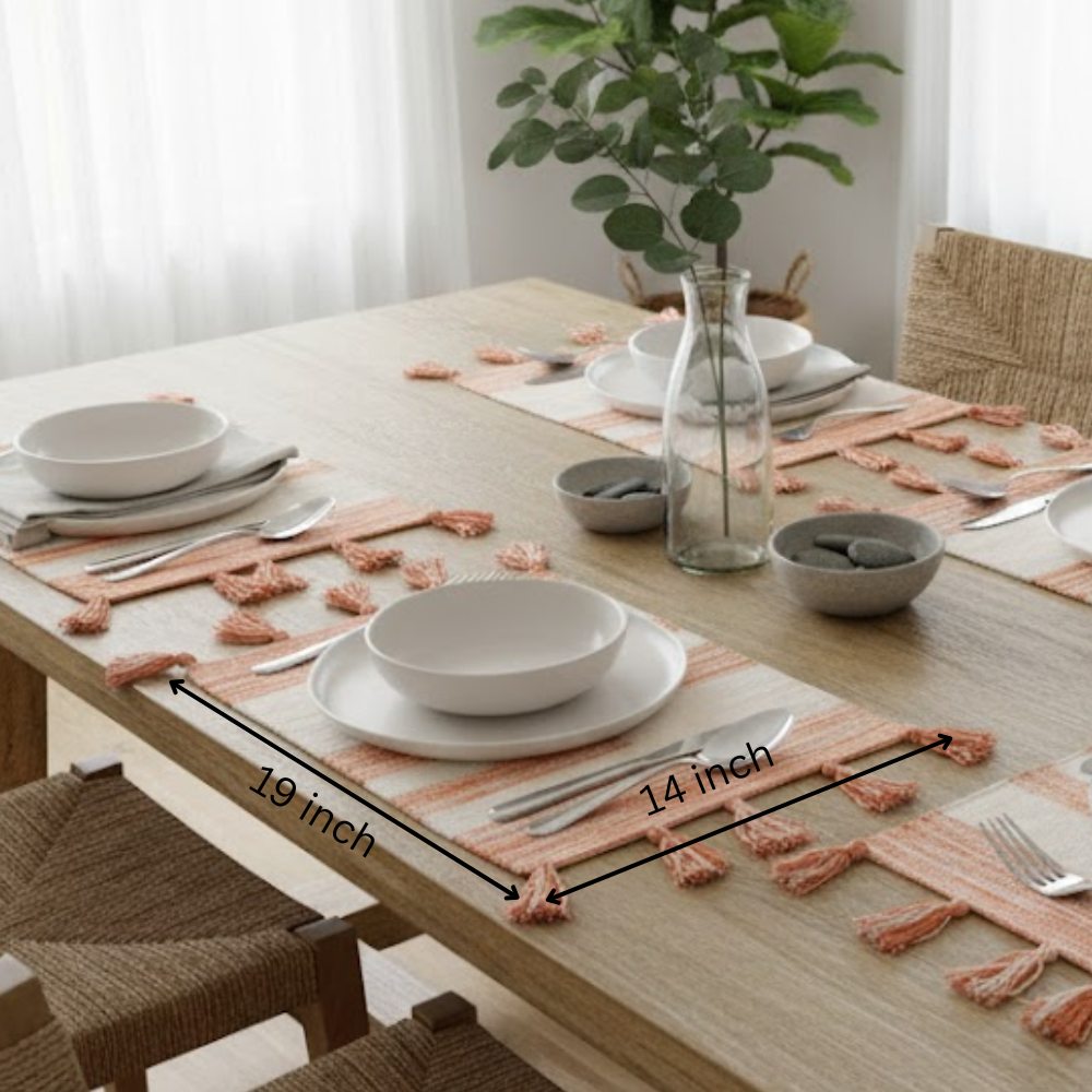 Handwoven Cotton Orange Colorblock Placemats (Set of 4)