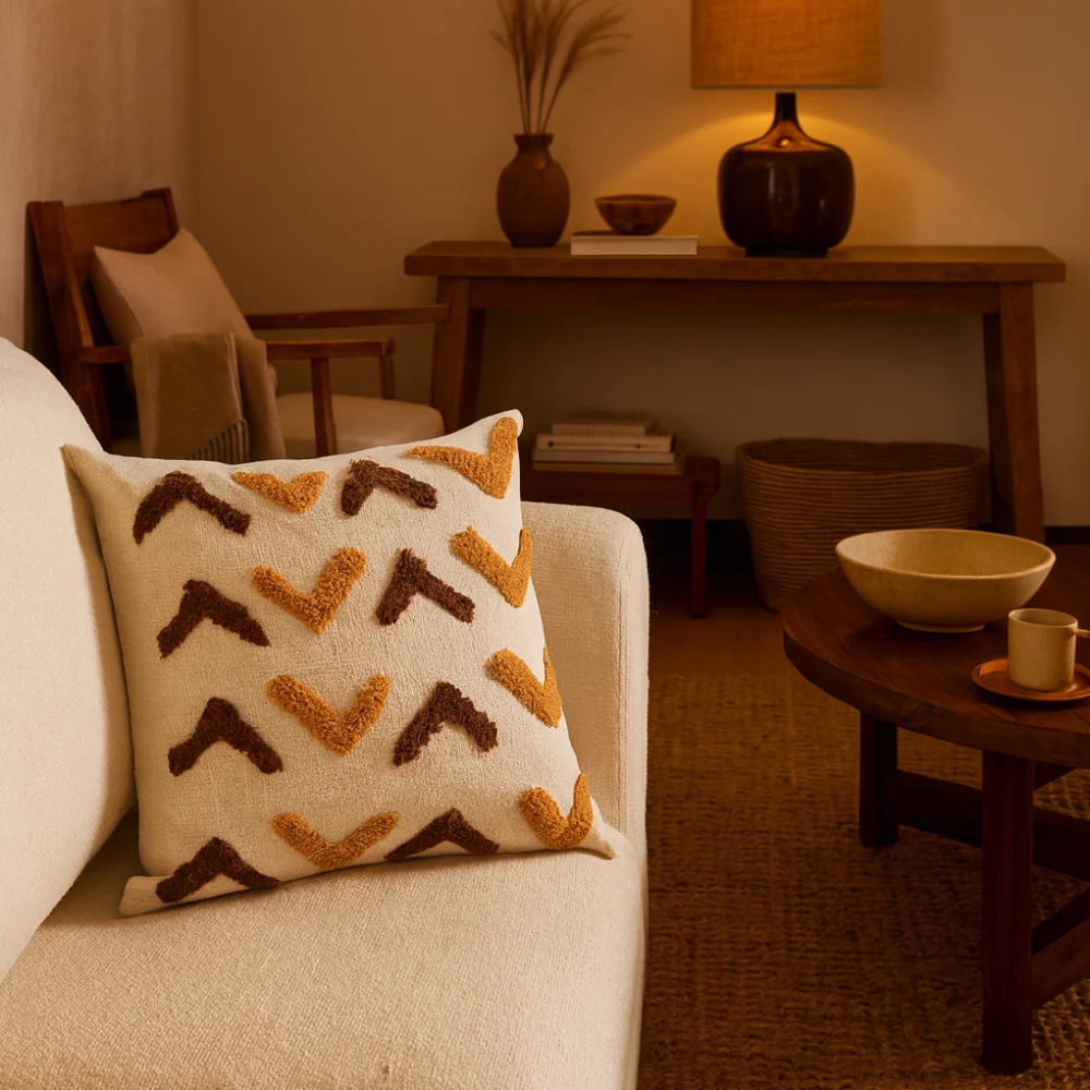Arrow Tufted Cotton Cushion Cover – Soft Texture