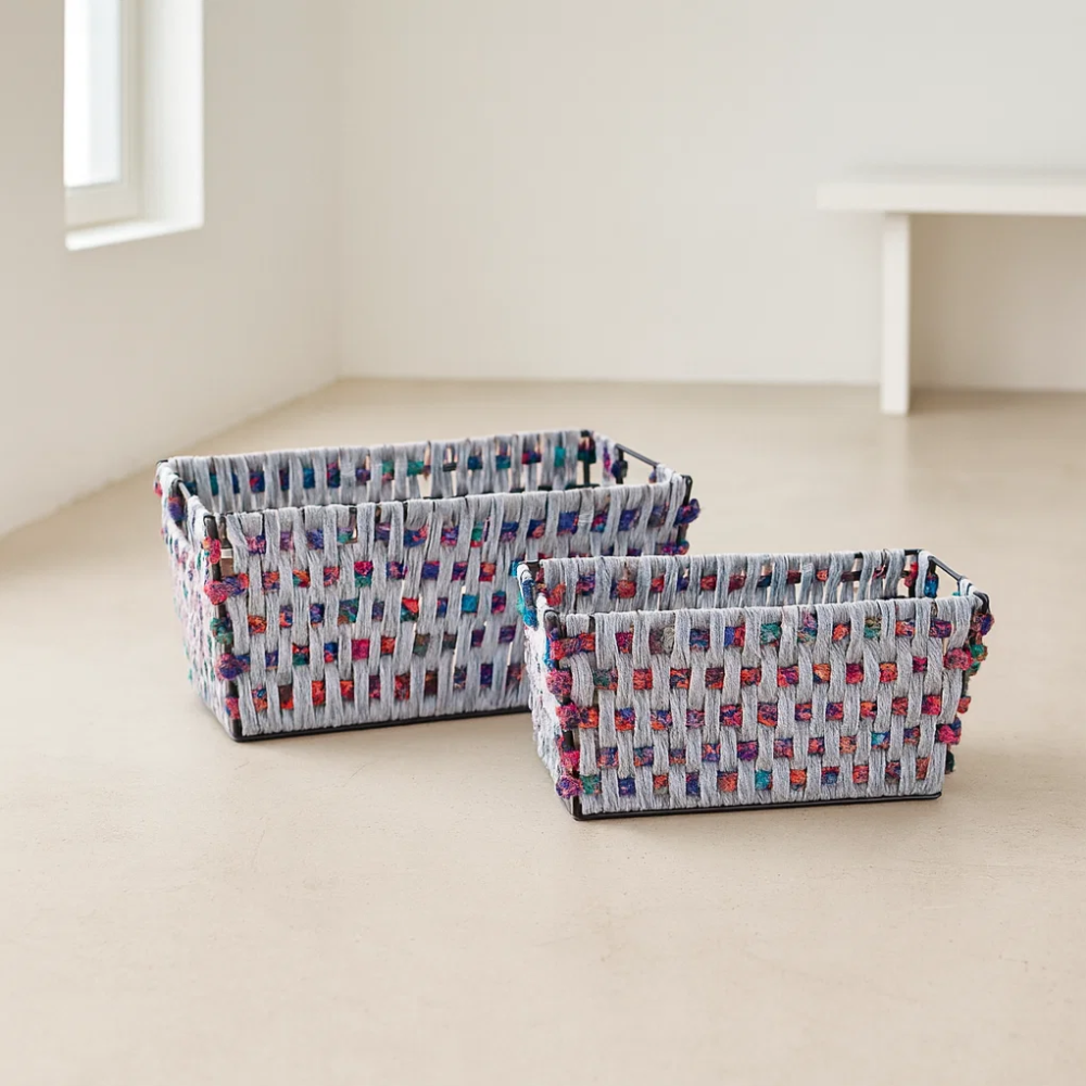 Cotton cord baskets in children's room