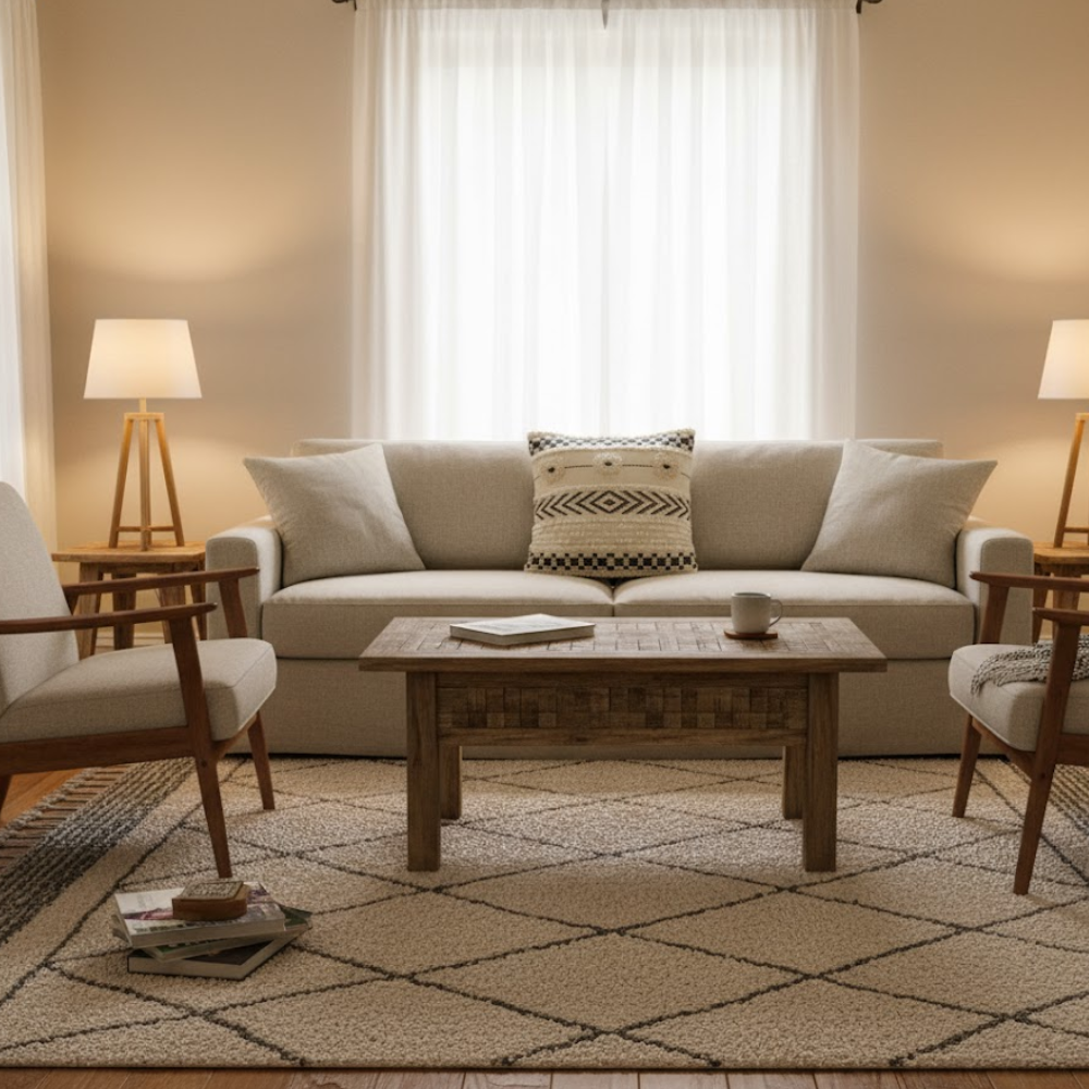 Geometric Monotone Cotton Cushion Cover – Handwoven Artisan Sofa Cushion Cover