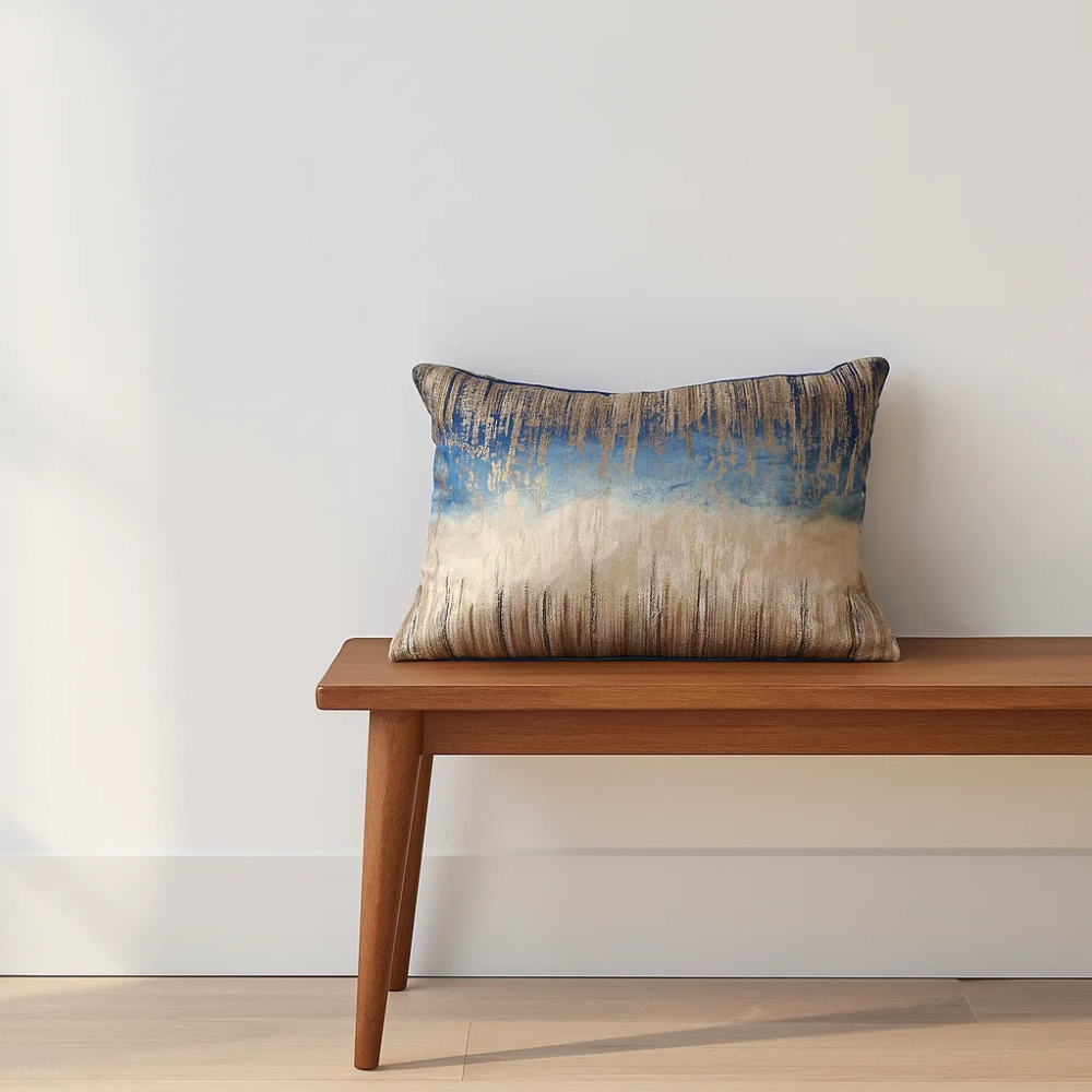 Embroidered Ombre Velvet Lumbar Cushion Cover – Handcrafted Luxury Velvet Cushion