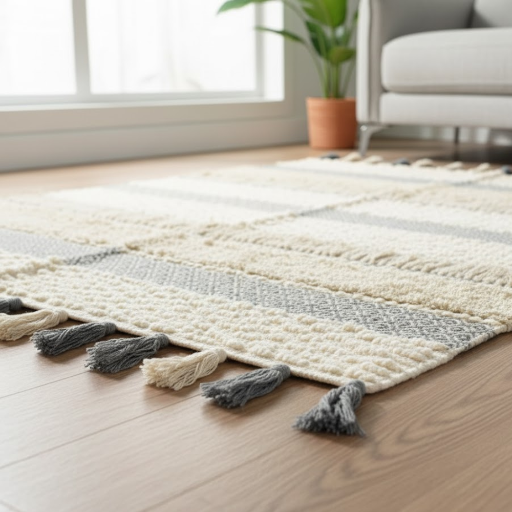 Hand Tufted Smokey Rug – Soft Cotton Texture