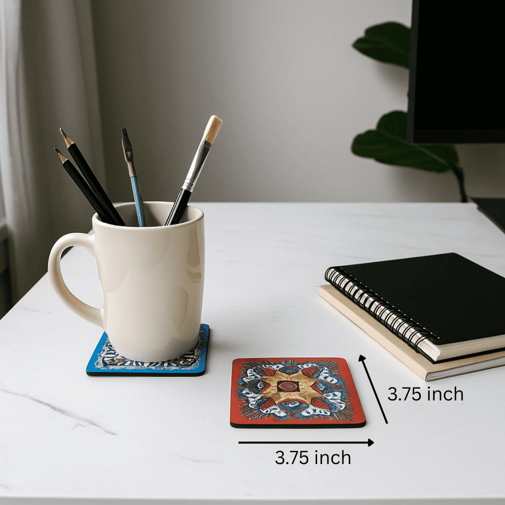 Madhubani Laminated Laser Cut MDF Coasters