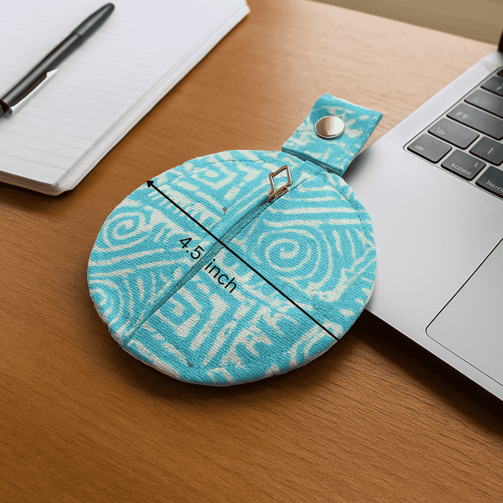Printed Sky Blue Mini Pouch – Handmade Pouch Bag