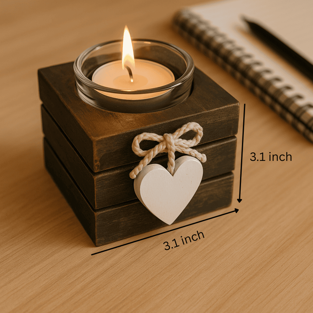 Heart Accent MDF Umber Tealight Holder