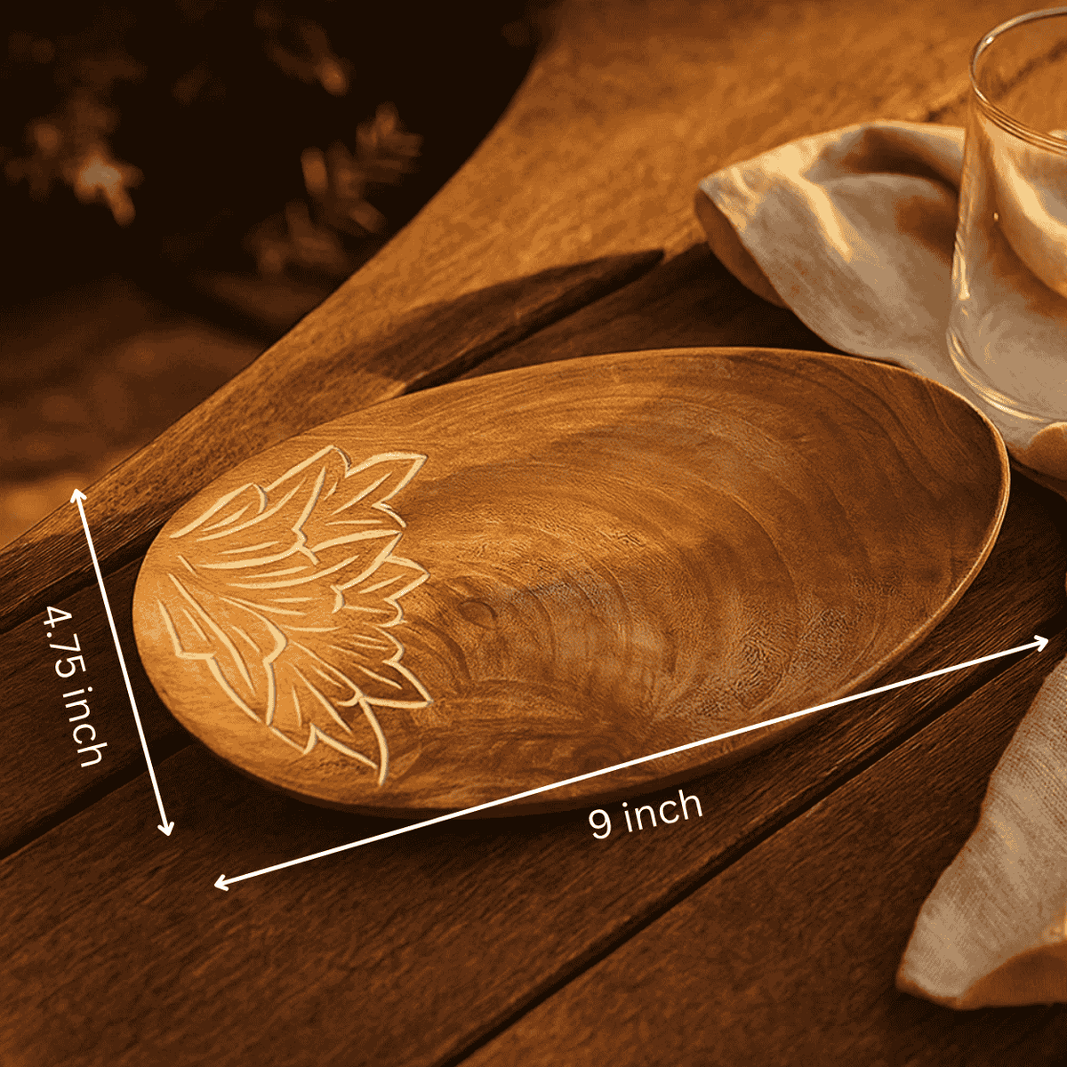 Carved Mango Wood Abstract Platter