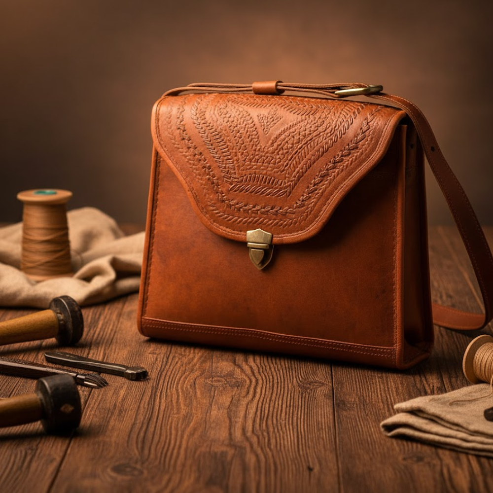 Punch Work Kutch Leather Sling Bag – Genuine Leather