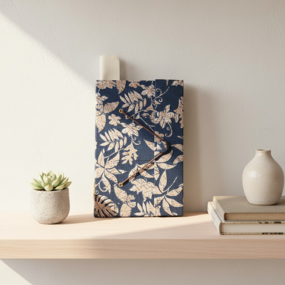 Vintage Recycled Fabric & Paper Journal – Handmade Journal Paper Notebook with Upcycled Fabric Cover