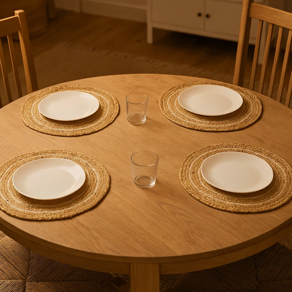 Jute Placemats Set of 4 | Hand Braided Natural Dining Mats