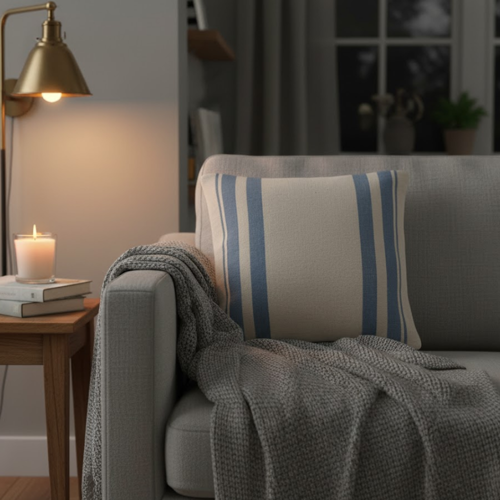 YarDyed Cotton Striped Cushion Cover – Handcrafted