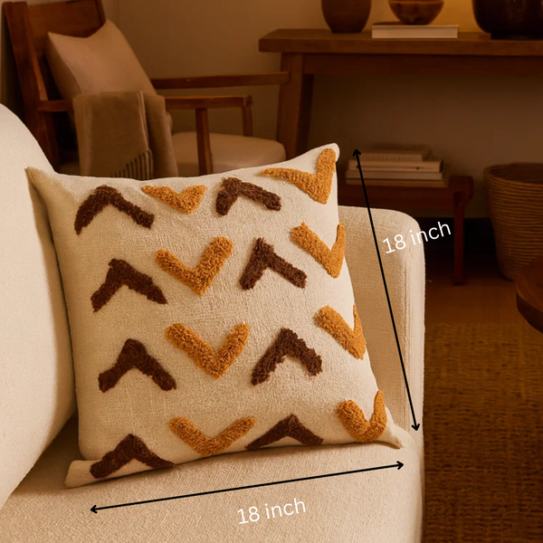 Arrow Tufted Cushion Cover | Soft Texture Cotton Boho Decor