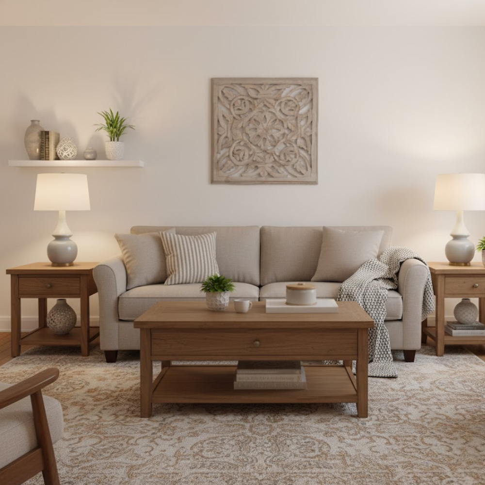 Taupe MDF Medallion Wall Plaque – Handcrafted Vintage Boho Floral Wall Décor