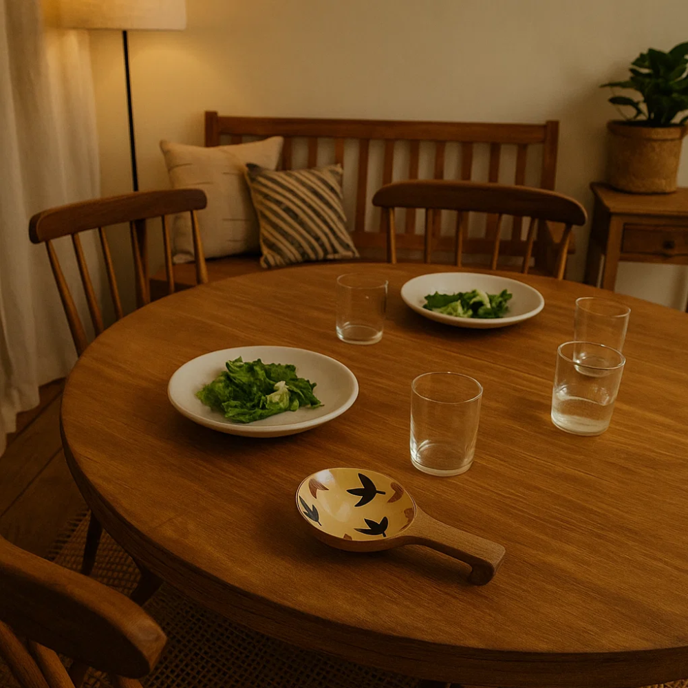 Enamelled Botanical Wood Serving Platter