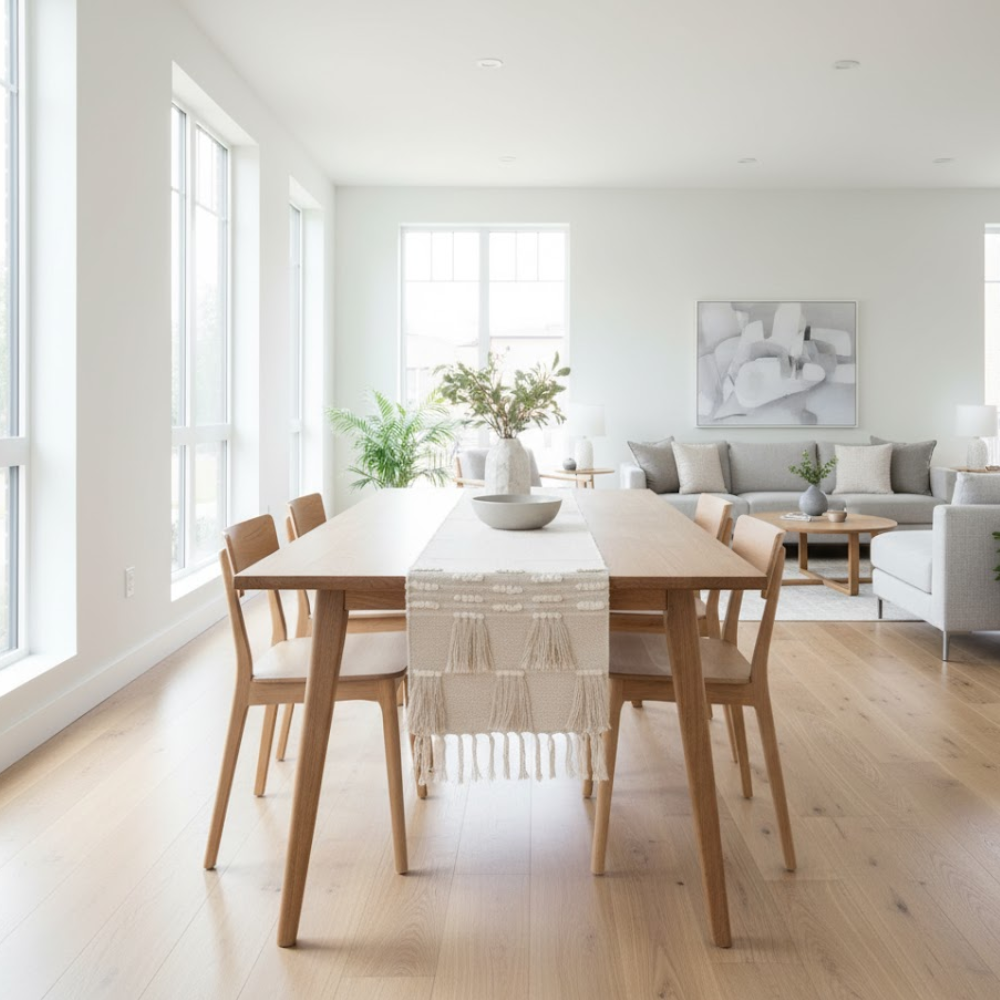 Handwoven Cotton Table Runner – Artisan Beige Dining Table Runner in 100% Cotton