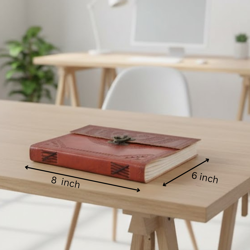 Embossed Mandala Leather Diary – Handmade Leather Bound Travel Diary with Embossed Cover