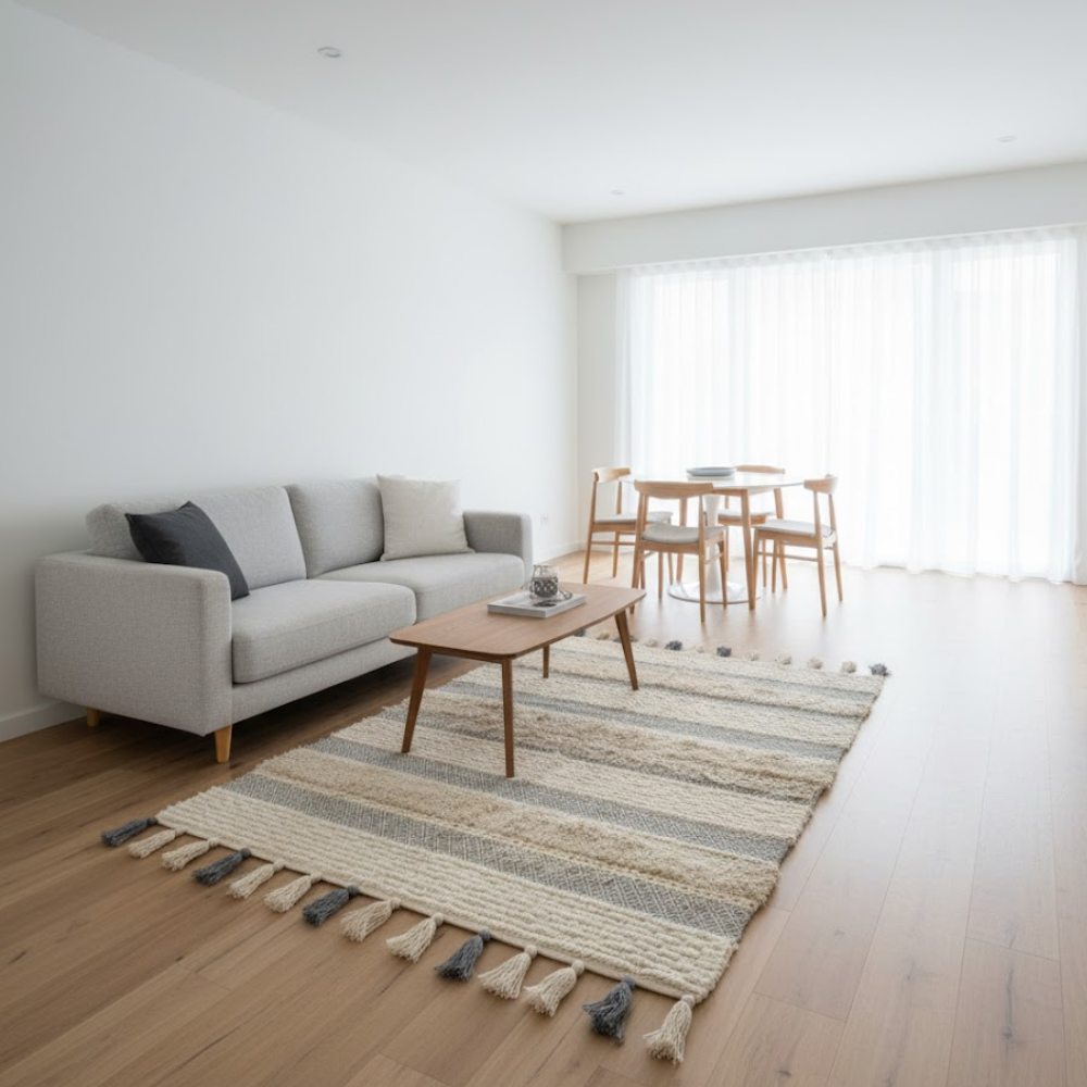 Hand Tufted Smokey Rug – Soft Cotton Texture