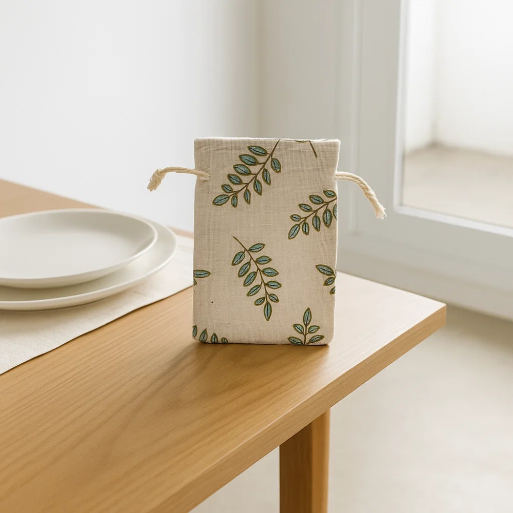 Screen Printed Pentacle Motif Cotton Napkin – Artisan Cotton Table Linen with Bold Pentacle Design