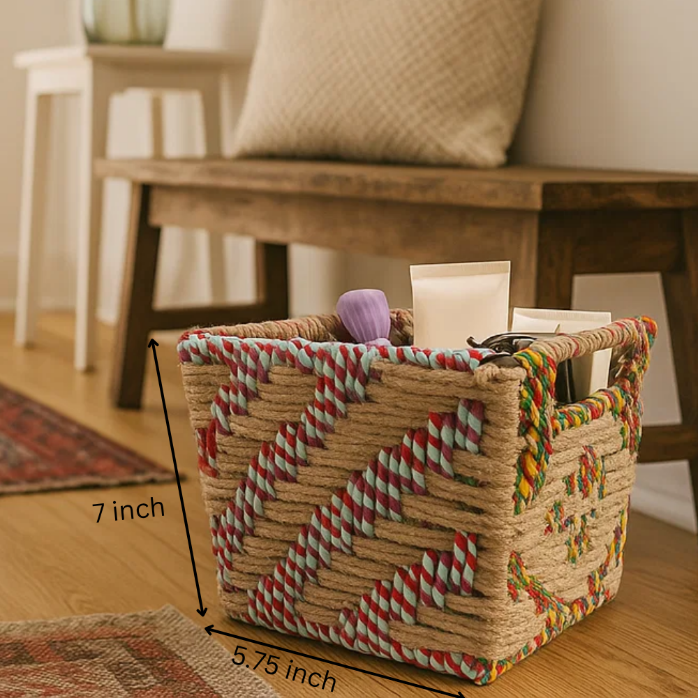Boho Handwoven Twill Patterned Storage Basket
