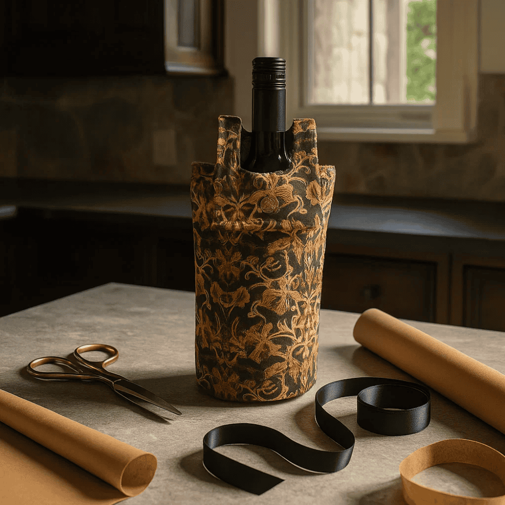 Floral Jungle Fabric Wine Bottle Bag – Handcrafted Gift Wrap