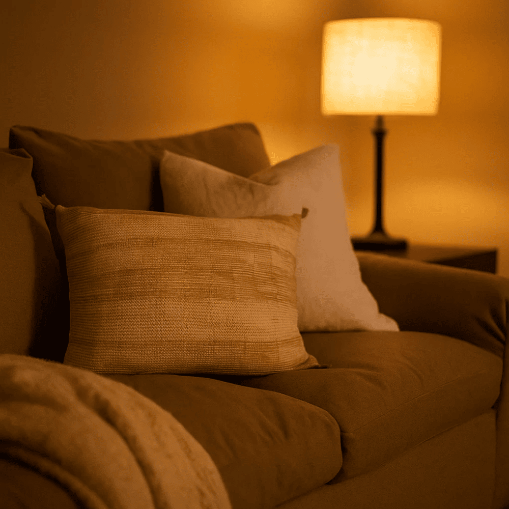 Yellow Lines Cotton Lumbar Cushion Cover