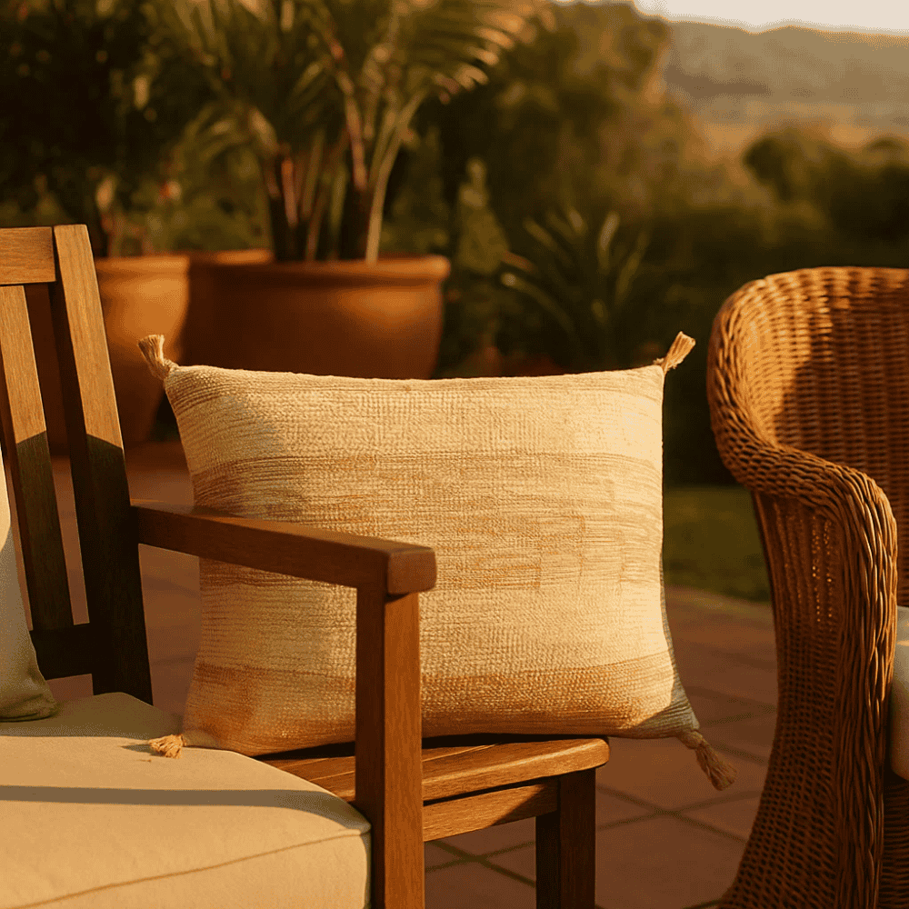 Yellow Lines Cotton Lumbar Cushion Cover