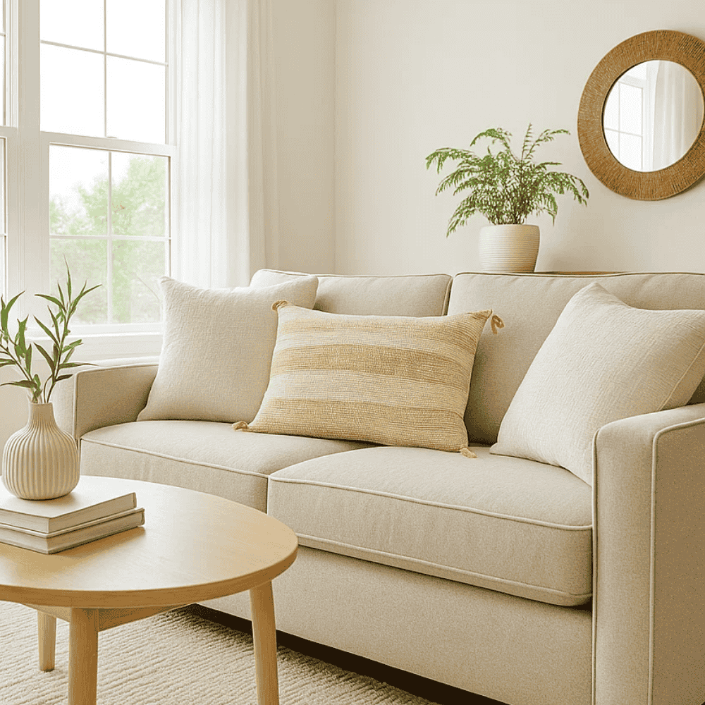 Yellow Lines Cotton Lumbar Cushion Cover