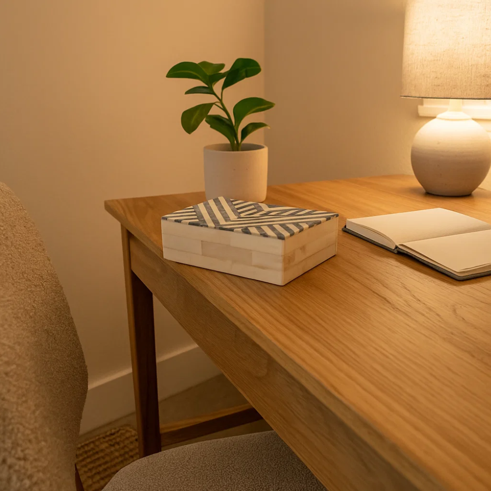 Art Deco Natural Bone & MDF – Trinket Box