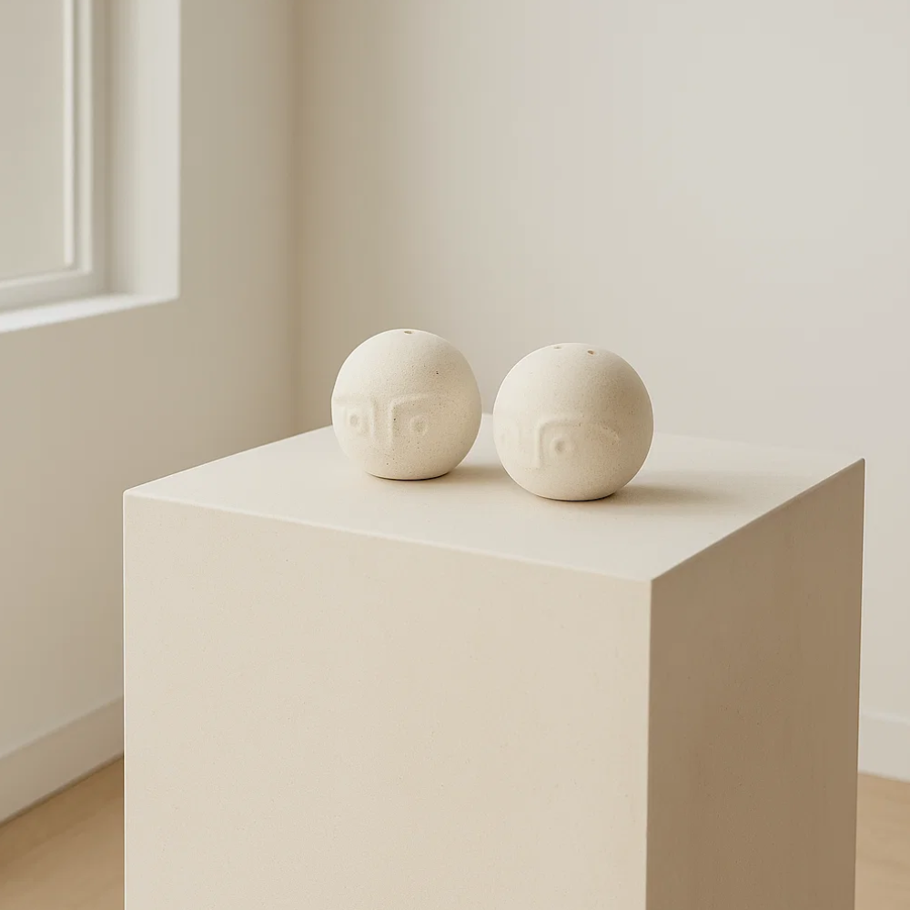 Figurative Salt & Pepper Shakers (Set of 2) – Handcrafted Ceramic Tableware with Artistic Motifs