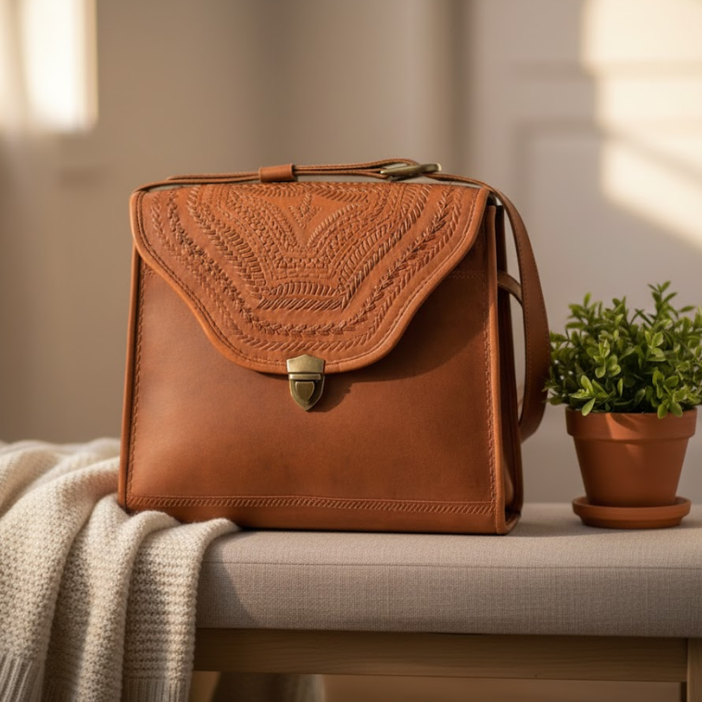 Punch Work Kutch Leather Sling Bag – Genuine Leather